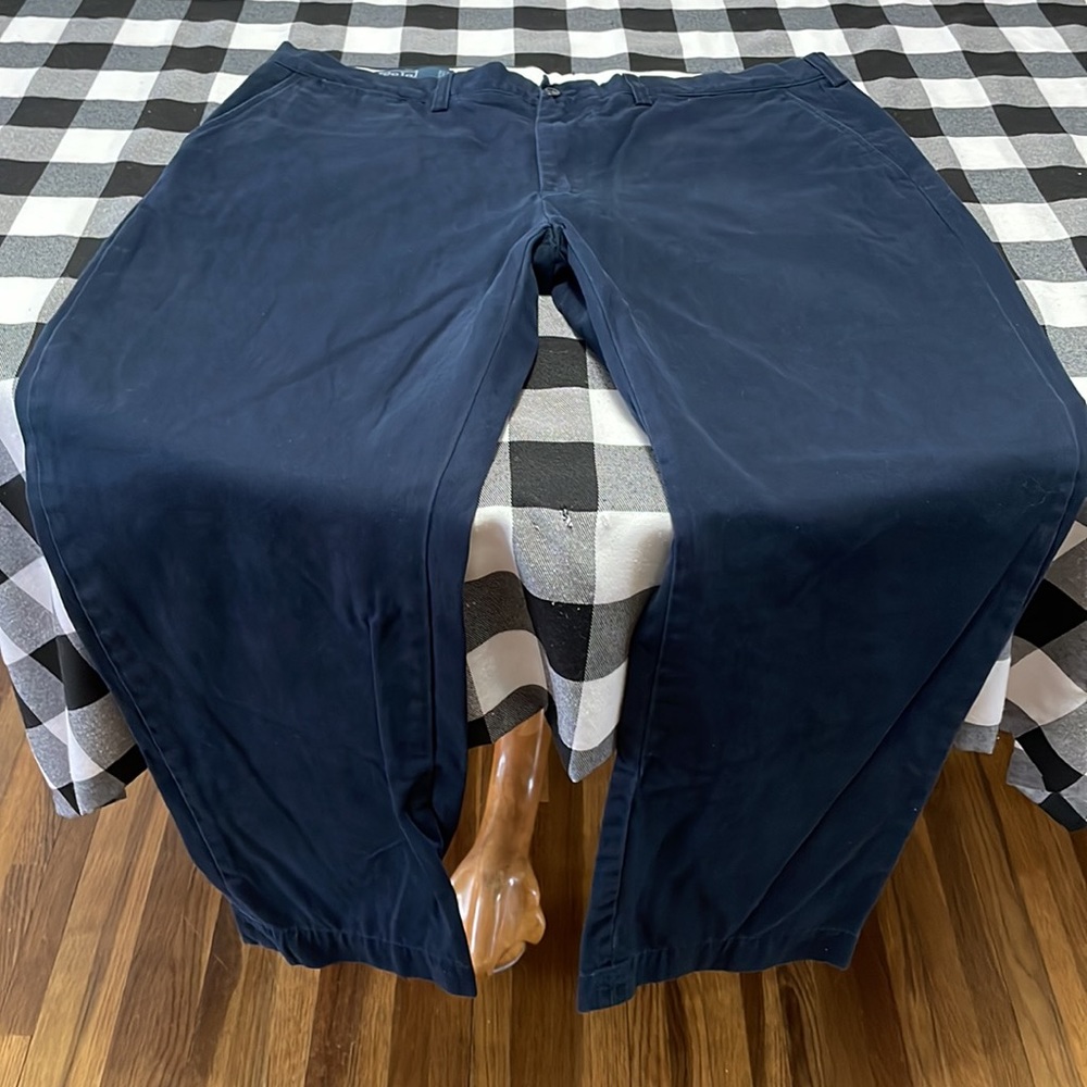 Polo Ralph Lauren Preston Chino Casual Pants 38 x 29 Short Navy Blue Red Pony - Picture 2 of 11